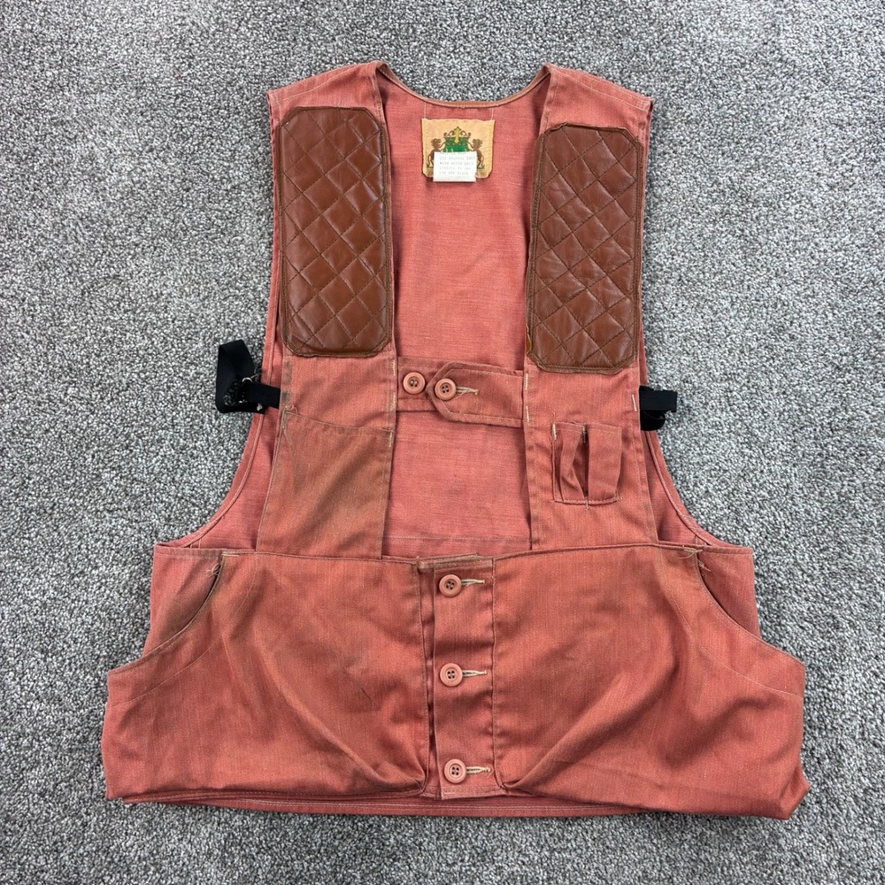 Vintage Ideal Hunting Vest Mens Medium Orange Cotton Quilted Shooting Gorpcore